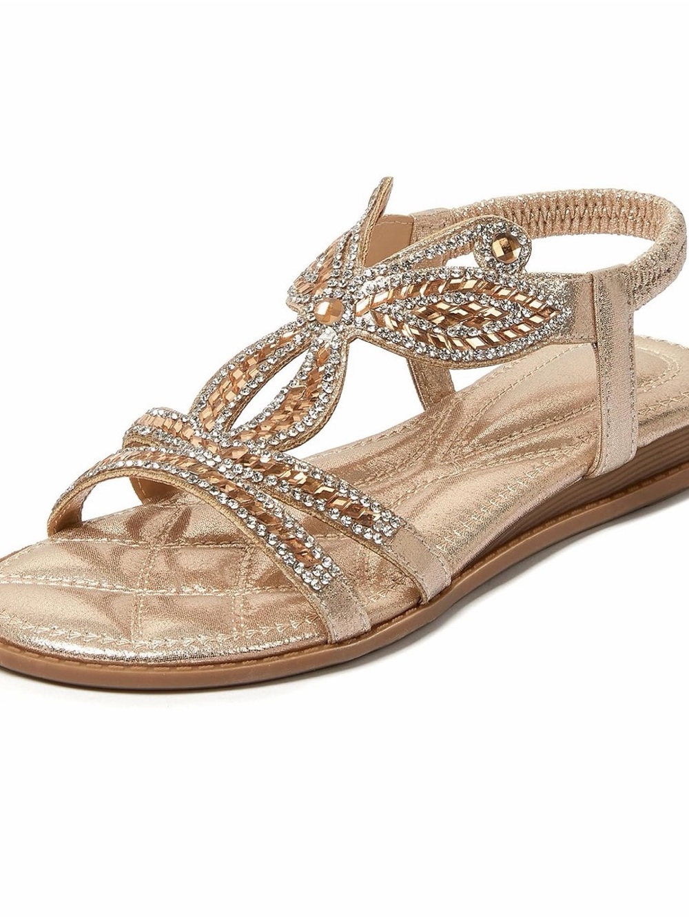 Embellished Gold Women’s Sandal - Elegant Rhinestone Design
